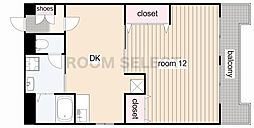 丸の内カジウラマンション 6階1DKの間取り