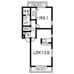 ハイツグランベル 1階1LDKの間取り