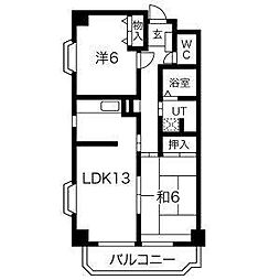 パザパ 1階2LDKの間取り