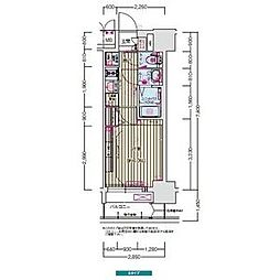 プレサンス名古屋ルクソリア 2階1Kの間取り