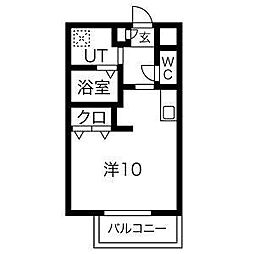 カーサ千年 1階ワンルームの間取り