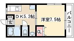 鶴見ハイム 1階1DKの間取り