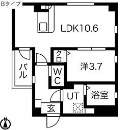 ロイヤルレジデンス高畑 3階1LDKの間取り