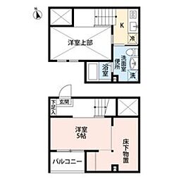 エクステンション　K(エクステンションケー) 1階ワンルームの間取り