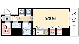 S-FORT桜山 8階ワンルームの間取り