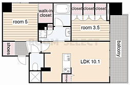 クリオラベルヴィ名古屋花の木 7階2LDKの間取り