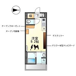 ソルチ歌里 3階ワンルームの間取り