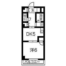 タウンM&E A棟 3階1DKの間取り