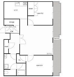 千種タワーヒルズ 13階2LDKの間取り