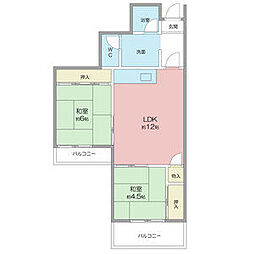 メゾン吹上 3階2LDKの間取り
