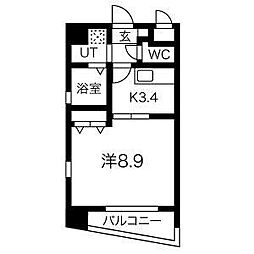 ル・シャンパーニュ 6階1Kの間取り