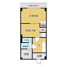 守山プラザ 3階2Kの間取り