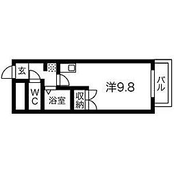 エステイタスAS-17 4階ワンルームの間取り