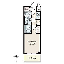 S-RESIDENCE名駅NorthII 7階1Kの間取り