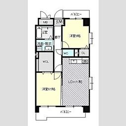 カーサ・ボニータ 7階2LDKの間取り