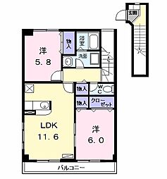 ＨＯＰＥ・Ｅ 2階2LDKの間取り
