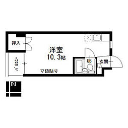 東山レジデンス 4階ワンルームの間取り