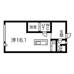 コレクション名駅3 ワンルームの間取図画像