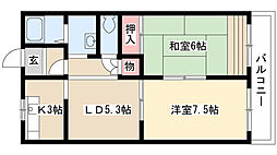 フィエラ山崎川 303 3階2LDKの間取り