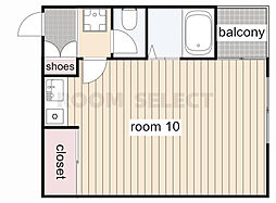 ヴィレドソレイユ 4階ワンルームの間取り