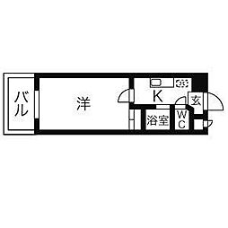 浅井ビル 5階1Kの間取り