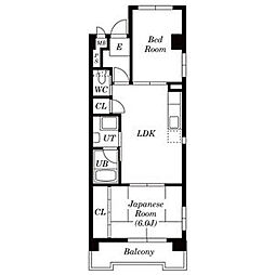 エクセラ歌里 4階2LDKの間取り