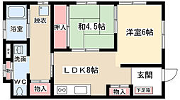 CORE 1階2DKの間取り