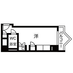 栄マンションN棟 208 2階ワンルームの間取り