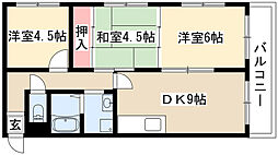 THE TOKUGETU20 4階3DKの間取り
