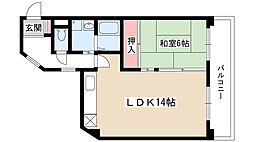 幸和マンション 4階1LDKの間取り