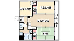 リバティーハウス昭和 3階3DKの間取り