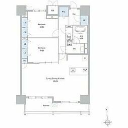 ロイジェント日吉 10階2LDKの間取り