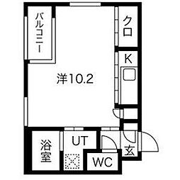 SPACE CUBE HONJIN 2階1Kの間取り