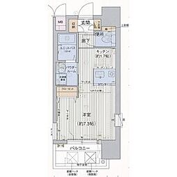 プレサンス鶴舞駅前ブリリアント 9階ワンルームの間取り