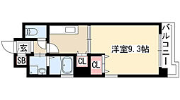 パンシオン千種 3階1Kの間取り