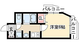 プレサンス名古屋城前 7階1Kの間取り
