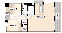 プロシード新瑞橋 5階2LDKの間取り