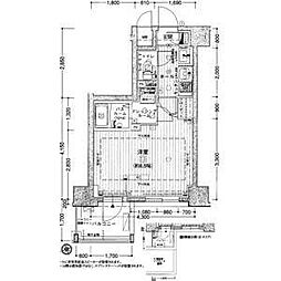 エステムプラザ名古屋・栄プレミアム 14階1Kの間取り
