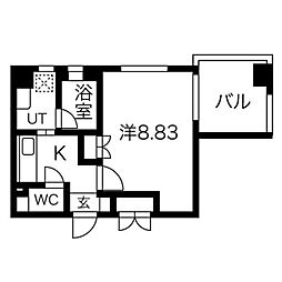 アールズコート千種イースト 5階1Kの間取り