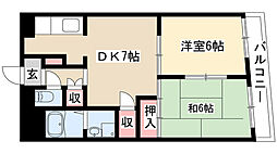 メイプル金山 4階2DKの間取り