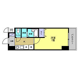 リアライズ黄金 11階1Kの間取り