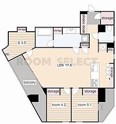 MOTHER 7階2SLDKの間取り