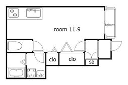 カルマ　スパーチオ城北 1階1Kの間取り