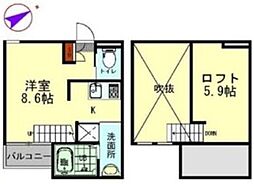 Buffett 2階ワンルームの間取り
