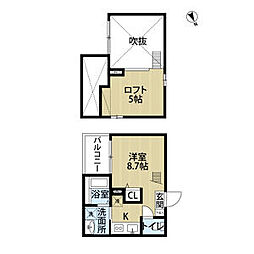 スタートリビング 2階ワンルームの間取り