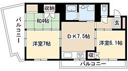 鉄村マンション 2階3DKの間取り