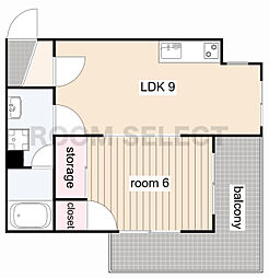 中京第3ビル 7階1LDKの間取り