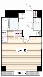ピュア本山 4階ワンルームの間取り