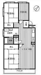 桜井コーポ 3階3LDKの間取り