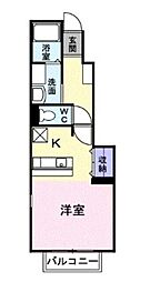 ルーセント 1階1Kの間取り